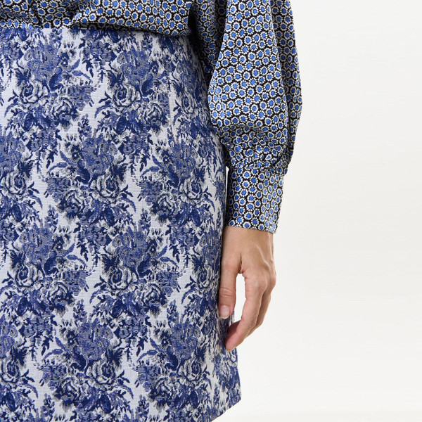 Louche London Aubin Vintage 1960s Wedgewood Floral Mini Skirt in Navy 