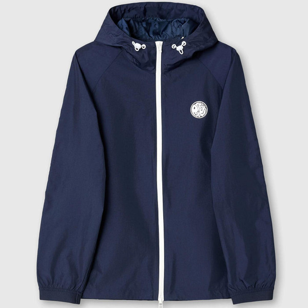 Pretty Green Denton Retro 90s Hooded Jacket in Navy Front Photo 