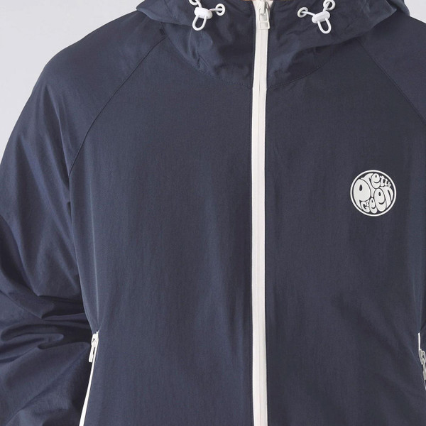 Pretty Green Denton Retro 90s Britpop Hooded Jacket in Navy Front Photo 