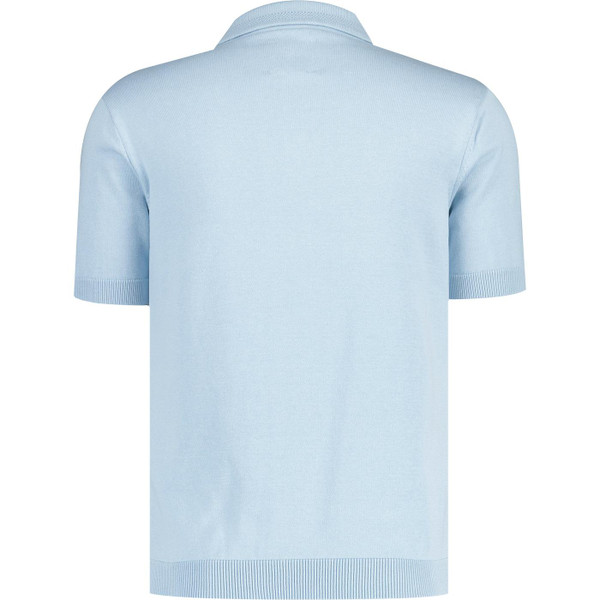 guide london mens pointelle knit vertical pattern button through polo tshirt sky blue