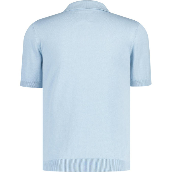 guide london mens geometric pointelle knit panel polo tshirt sky blue