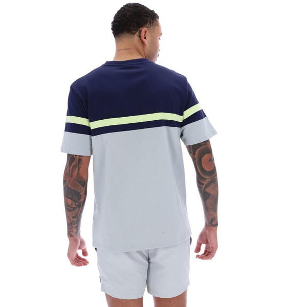 Fila Vintage Duncan Cut and Sew Chest Stripe Tee Navy Model Photo Back