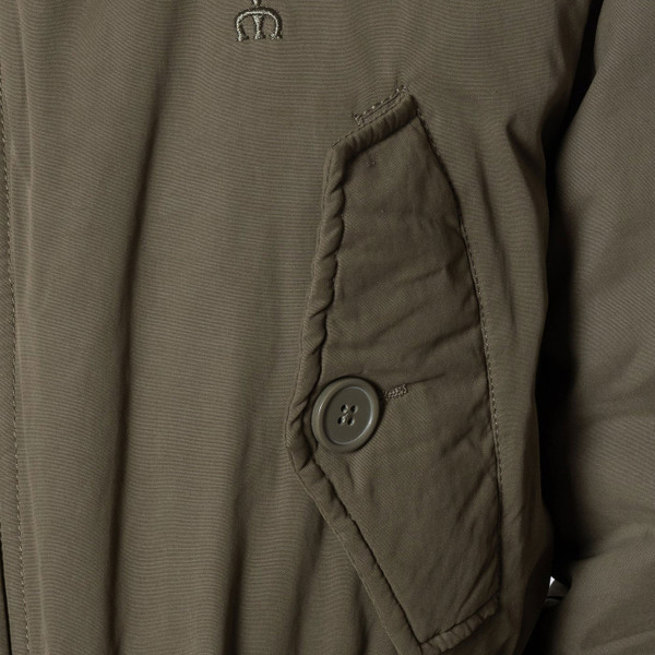 Pockets on Merc Tobias Men's Retro Mod 60s Fishtail Parka Coat in Army Green