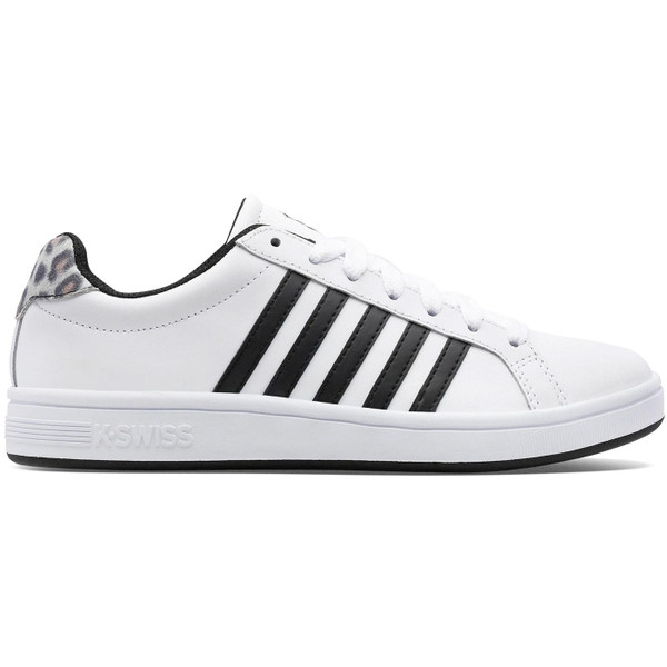 K.Swiss Court Tiebreak Women's Retro Trainers in White/Black/Snow Leopard