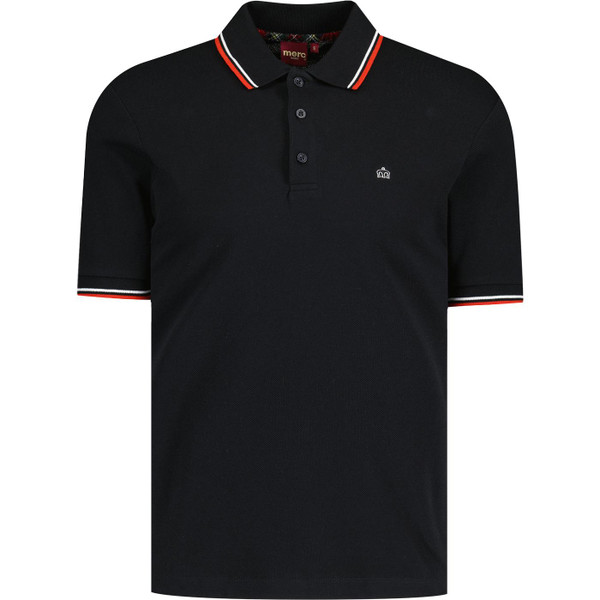 merc london mens card retro mod tipped pique polo tshirt black