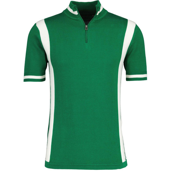 Madcap England Vitesse Retro Knitted Cycling Top in Green Jacket MC339