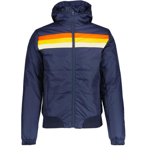 Madcap England Retro 70s Stripe Hooded Ski Jacket in Navy MC336B