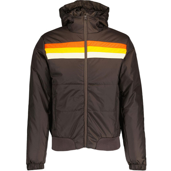Madcap England Edge II Retro 70s Chest Stripe Hooded Ski Jacket in Chocolate Brown MC336B
