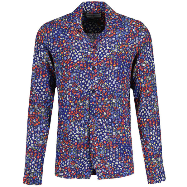 Madcap England Long Sleeve Blue Floral Rayon Shirt MC1073