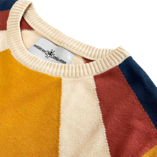 Madcap England Sunburst Retro 70s Shoulder Panel Knitted T-shirt in Butterscotch MC568