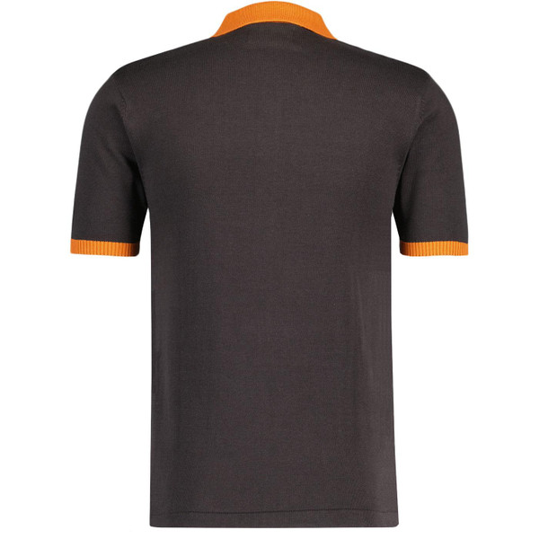 Madcap England Keys Retro Mod Jacquard Stripe Polo Shirt in Espresso MC1083