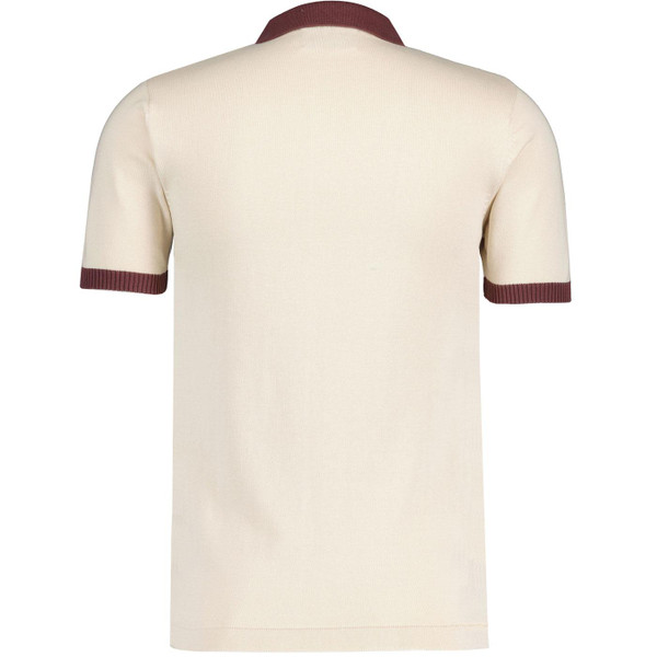 Madcap England Mix Tape Vintage Gradient Stripe Knitted Polo Shirt in Birch MC1084