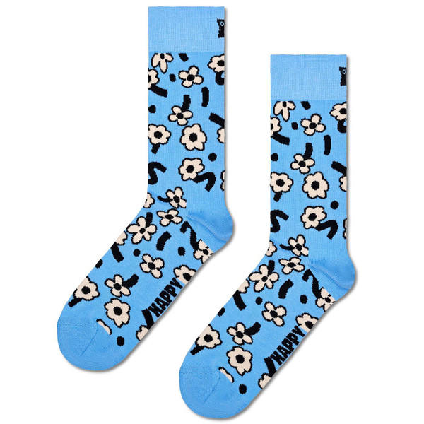 Happy Socks Women's Retro 60s Crazy Daisy Dancing Flower socks in Blue P000711
