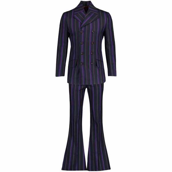 Madcap England Backbeat Men's Double Breasted Flared Boating Stripe Suit in Purple Mix MC1013