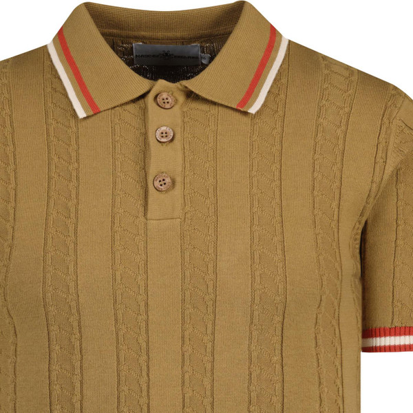madcap england mens cable knit polo tshirt fall leaf brown