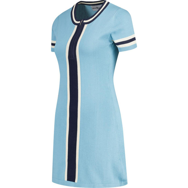 madcap england womens aster 60s mod zip neck knit mini dress air blue