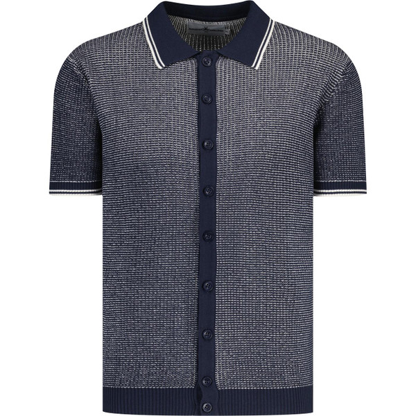 madcap england mens arrow 2 tone textured button through polo cardigan navy