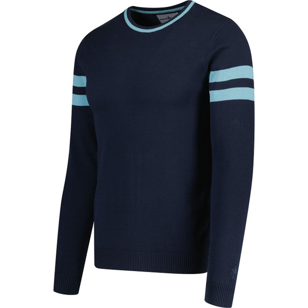 madcap england mens columbia ivy league arm stripes mod crew neck jumper navy blue
