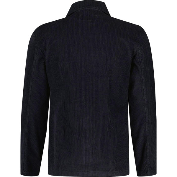 Back of Madcap England Ziggy Cord Beagle Collar Zip Shirt-Jacket in Black