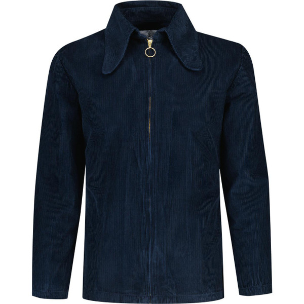 madcap england mens ziggy beagle collar cord zip through overshirt navy