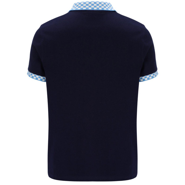 Sergio Tacchini Ciro Mod Checkerboard Collar Polo Shirt in Maritime Blue Back Photo