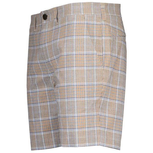 Gabicci Vintage Murphy Men's Retro Check Shorts in Latte Side Photo
