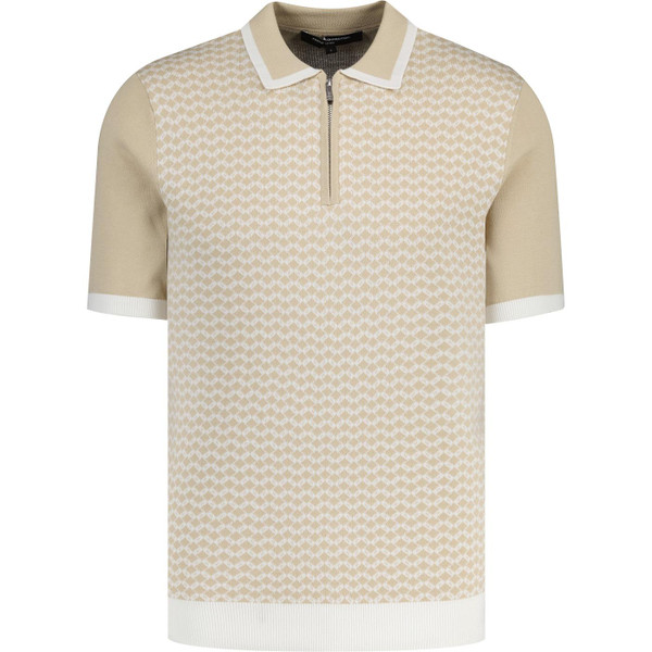 french connection mens retro diamond trophy jacquard knit zip polo tshirt ecru beige french connection mens retro diamond trophy jacquard knit zip polo tshirt ecru beige