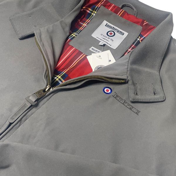 Lambretta Shower Resistant Mod Harrington Jacket in Grey Close Up