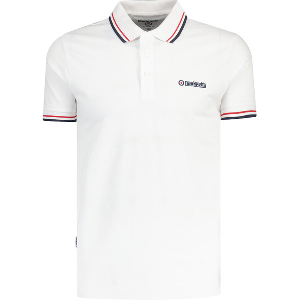 lambretta mens retro mod twin tipped pique polo tshirt white