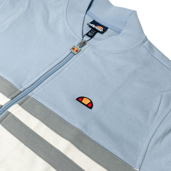 Ellesse Risani Retro Baseball Collar Track Jacket in Light Blue Close Up