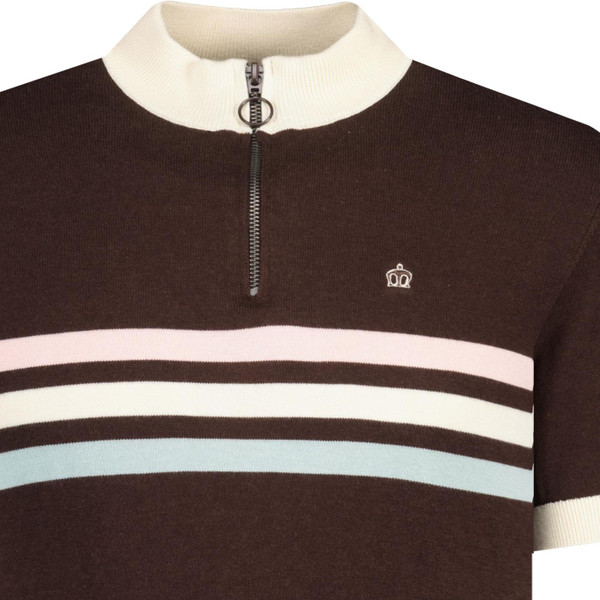 merc london mens brooke retro mod zip neck cycling top dark brown