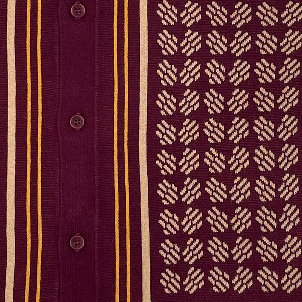 Close up Merc Dennis Revere Collar Dot Jacquard Knit Shirt in Red Wine