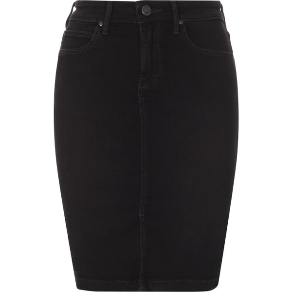 lee jeans womens denim slim pencil skirt clean black