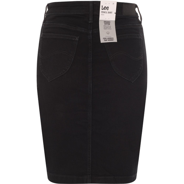lee jeans womens denim slim pencil skirt clean black