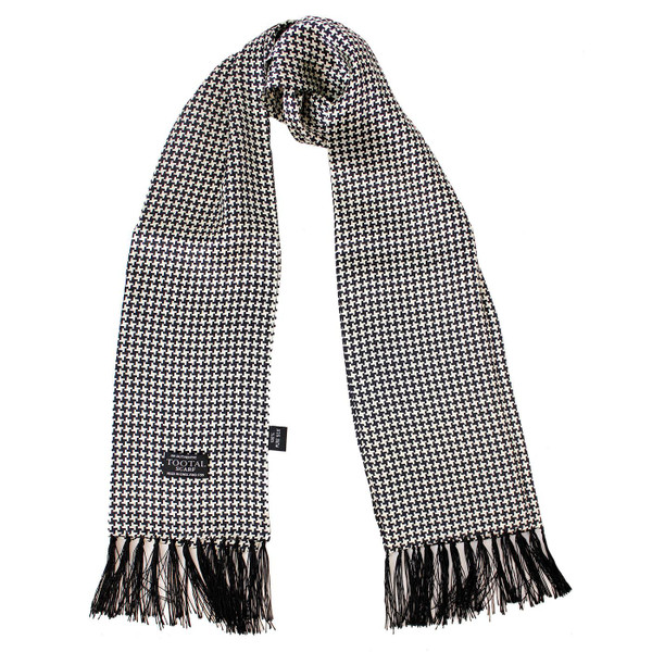 Tootal 60s Mod Dogtooth Silk Scarf in Black and White TV5930 026