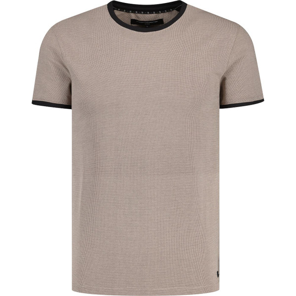 french connection mens micro textured retro mod ringer neck tshirt sand black