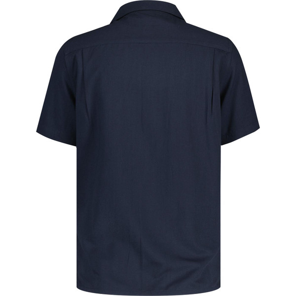 french connection mens border chain stitch detail revere collar short sleeve shirt dark navy