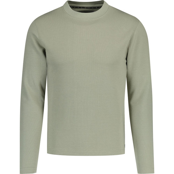 french connection mens ribbed texture plain long sleeve top sage green