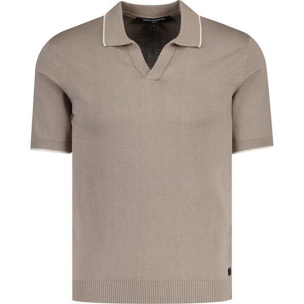 french connection mens trophy v neck knitted polo tshirt taupe