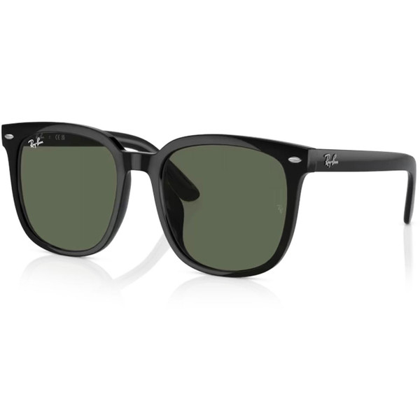 Front of Ray-Ban Large Lens Low Bridge Sunglasses in Black with Green lens RB4401D 601/71