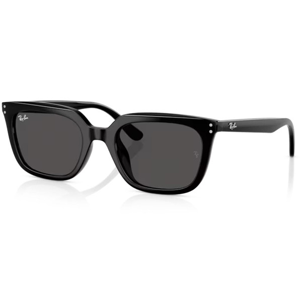 Front of Ray-Ban Square Lens Low Bridge Sunglasses in Black with Dark Grey lens RB4439D 901/87