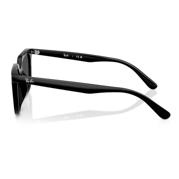 Side of Ray-Ban Square Lens Low Bridge Sunglasses in Black with Dark Grey lens RB4439D 901/87