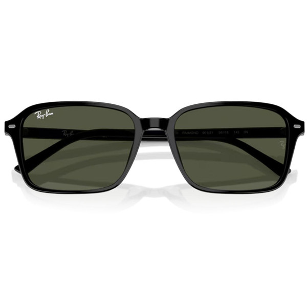 Folded Ray-Ban Icons Raimond Square Sunglasses in Black with Green Lens RB2231 901/31