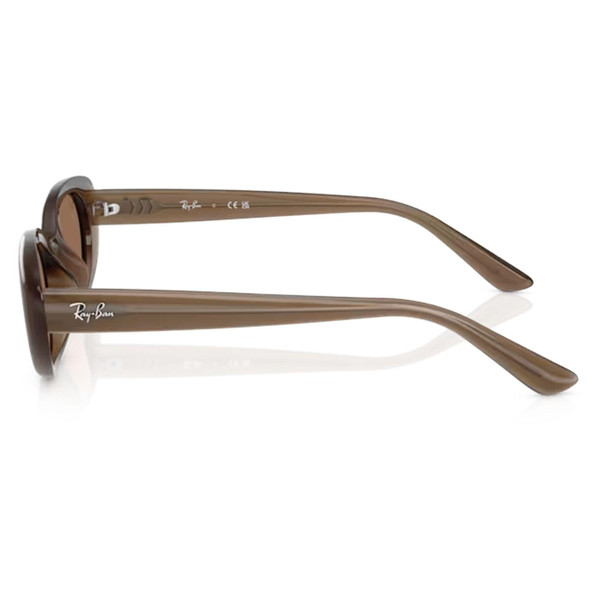 Arm of Ray-Ban 1960s Style Bug-Eye Sunglasses in Opal Brown/Dark Brown RB4441D 677973
