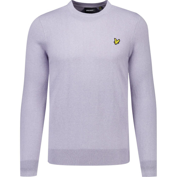 lyle and scott mens cotton merino blend crew neck plain coloured jumper ash lilac
