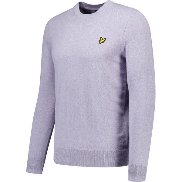 lyle and scott mens cotton merino blend crew neck plain coloured jumper ash lilac