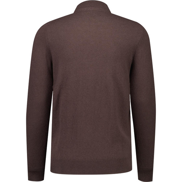 lyle and scott mens merino blend quarter zip plain coloured jumper espresso brown
