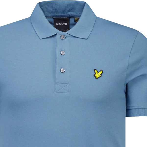 lyle and scott mens mod slim sit plain polo tshirt ocean sky blue