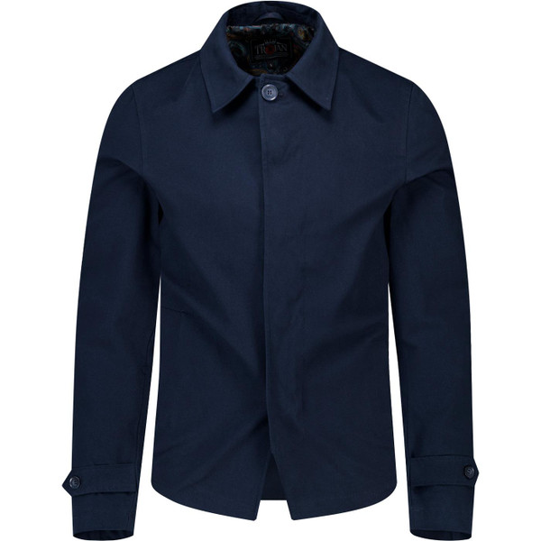 trojan records clothing mens 60s paisley trim tly front short car coat navy