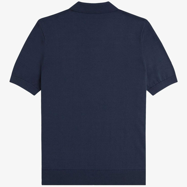 Fred Perry Mod Textured Cable Knit Polo Shirt in Dark Airforce K1313 738 Back Photo